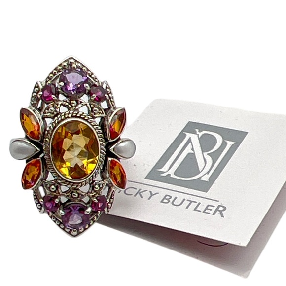 🌟NICKY BUTLER 925 Sterling Silver Citrine Multi Gem ONE OF A KIND Ring Size 8.5 - Picture 3 of 12